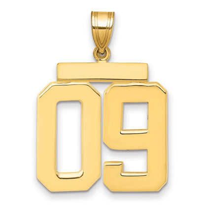 14K Gelbgold großer polierter Charm mit Zahl 09 oben