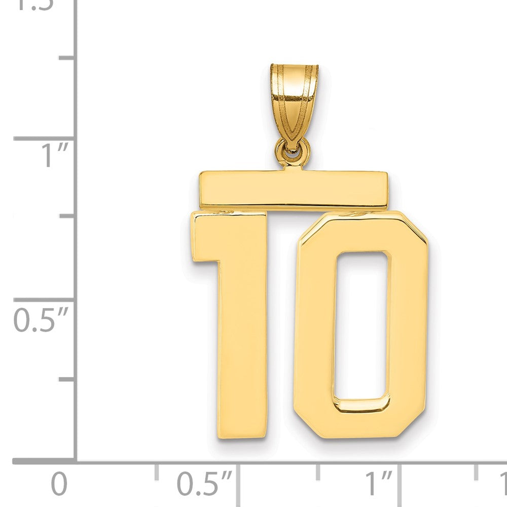 14K Gelbgold Großer Polierter Zahl-10-Charm