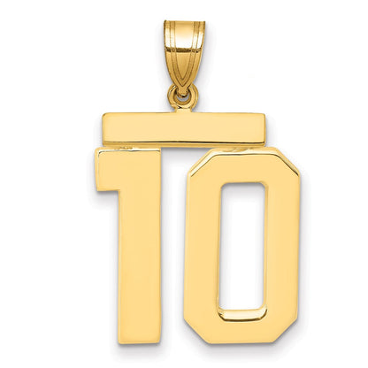 14K Gelbgold Großer Polierter Zahl-10-Charm