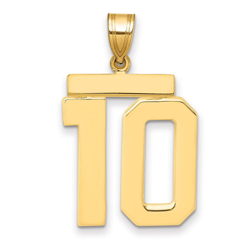 14K Gelbgold Großer Polierter Zahl-10-Charm
