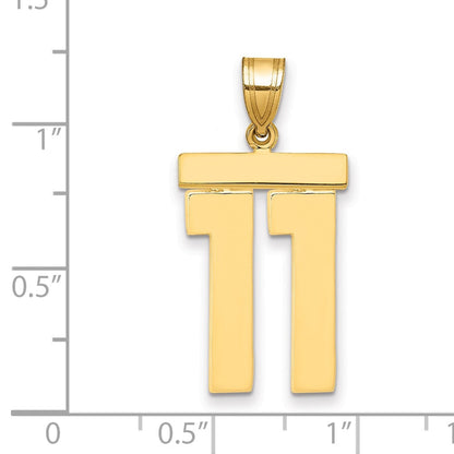 14K Gelbgold Großer Polierter Zahl-11-Charm