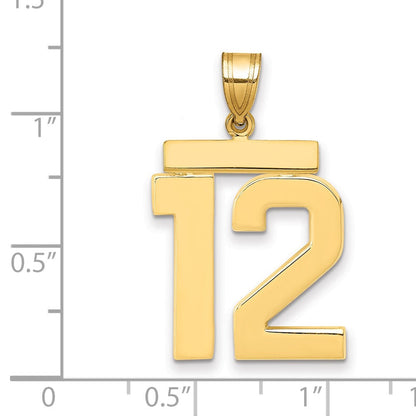 14K Gelbgold Großer Polierter Zahl-12-Charm