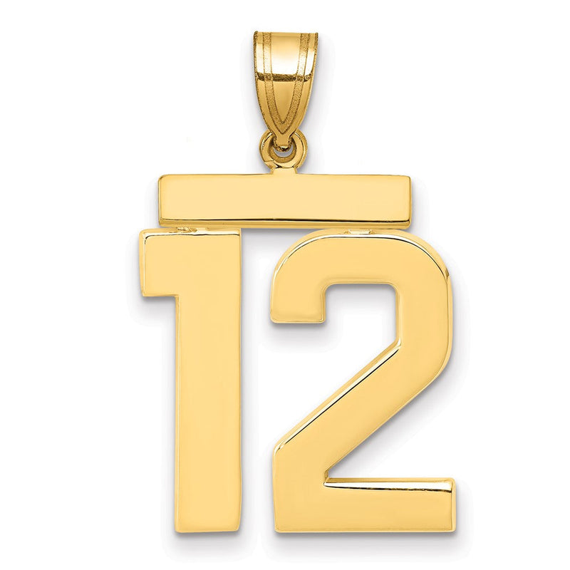 14K Gelbgold Großer Polierter Zahl-12-Charm
