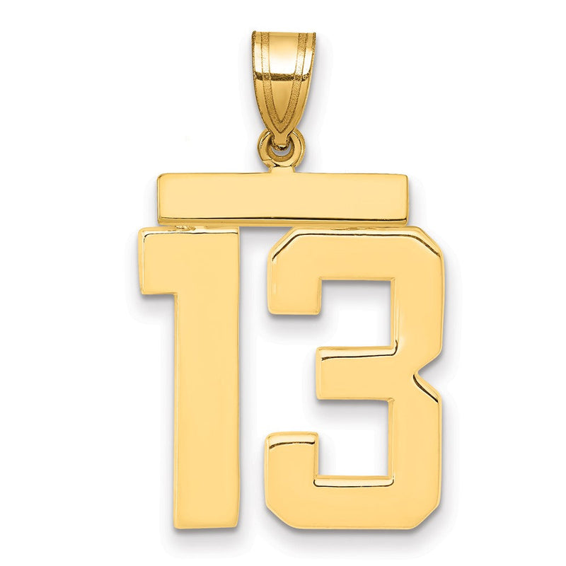 585 Gelbgold großer polierter Zahl-13-Charm