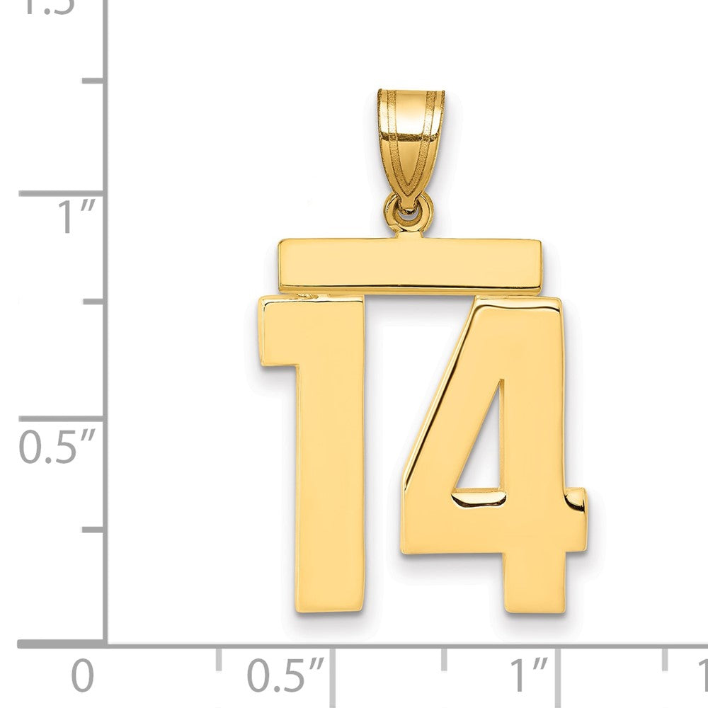 14K Gelbgold Großer Polierter Charm „Zahl 14“