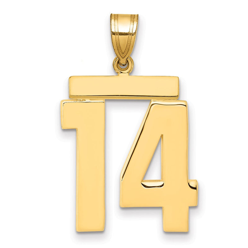 14K Gelbgold Großer Polierter Charm „Zahl 14“