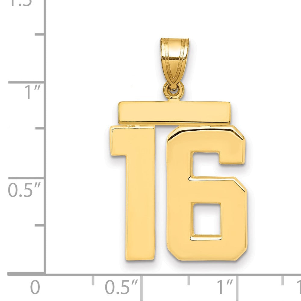 14K Gelbgold Großer Polierter Zahl-16-Charm