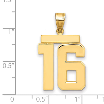 14K Gelbgold Großer Polierter Zahl-16-Charm