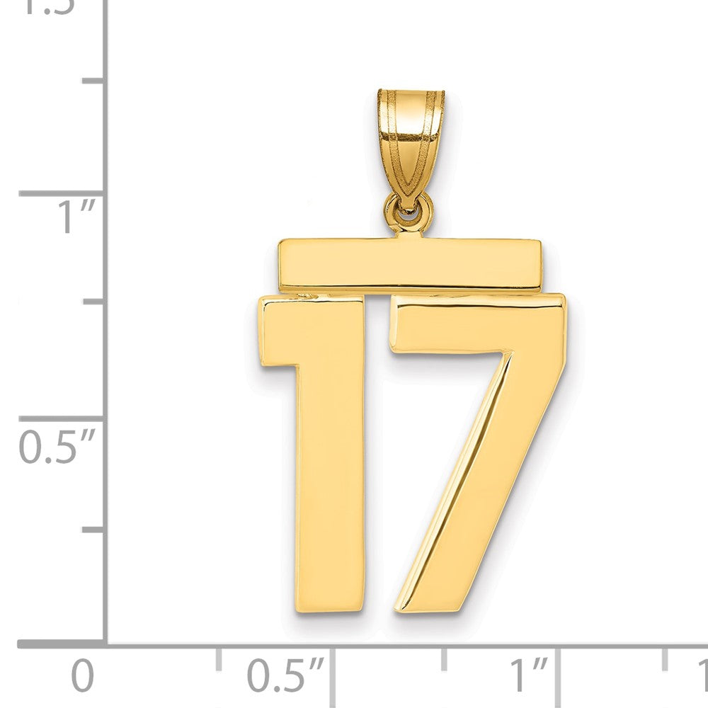 14K Gelbgold Großer Polierter Zahl-17-Charm