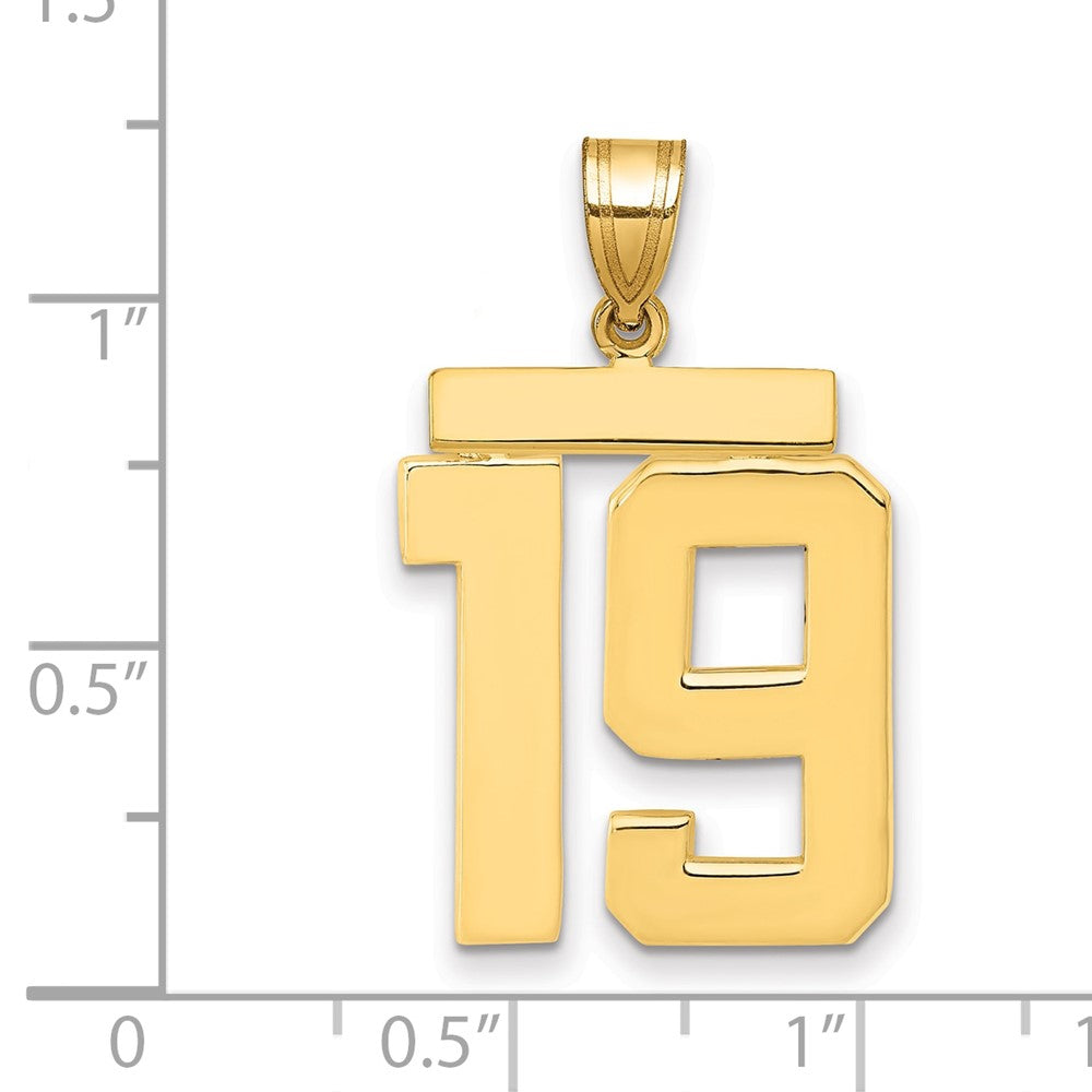 14K Gelbgold großer polierter Charm „Zahl 19“