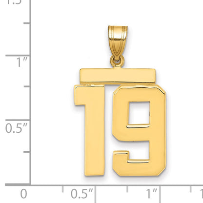 14K Gelbgold großer polierter Charm „Zahl 19“
