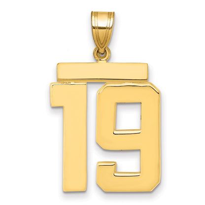 14K Gelbgold großer polierter Charm „Zahl 19“