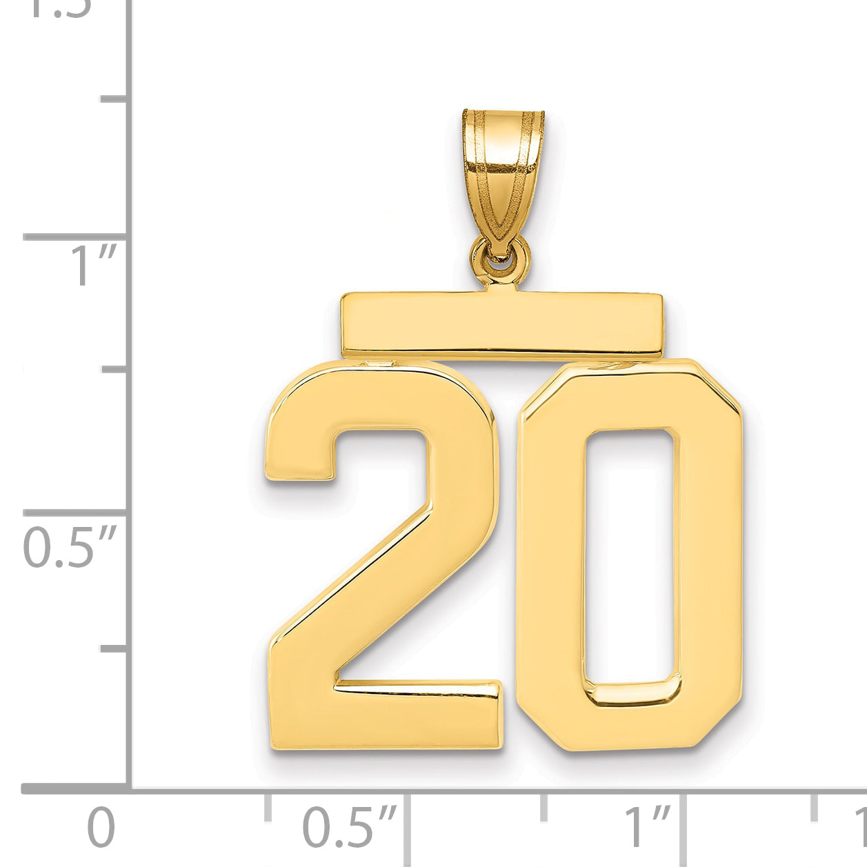 10K Gelbgold Groß Poliert Zahl 20 Charm