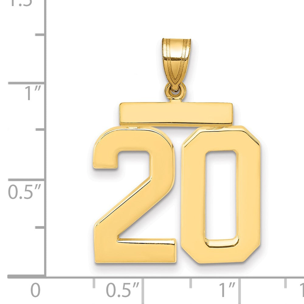14K Gelbgold Großer Polierter Nummer-20-Charm