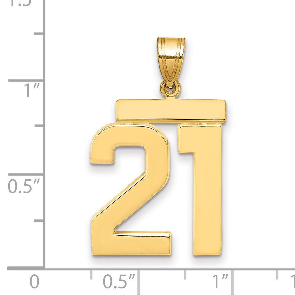 14K Gelbgold großer polierter Zahl-21-Charm