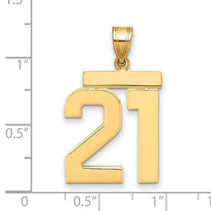 14K Gelbgold großer polierter Zahl-21-Charm