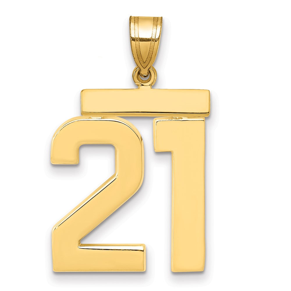14K Gelbgold großer polierter Zahl-21-Charm
