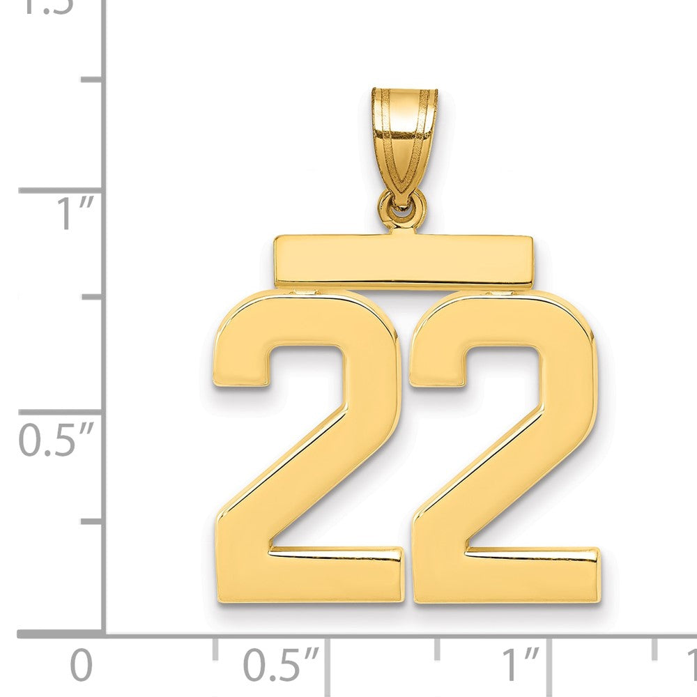 14K Gelbgold großer polierter Zahlen-Charm „22“