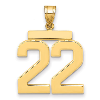 14K Gelbgold großer polierter Zahlen-Charm „22“