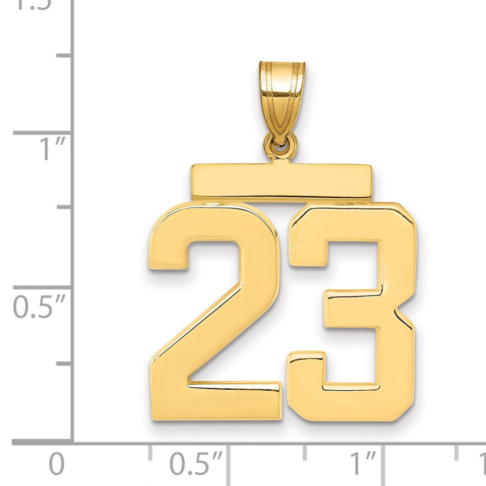 14K Gelbgold großer polierter Zahl-23-Charm