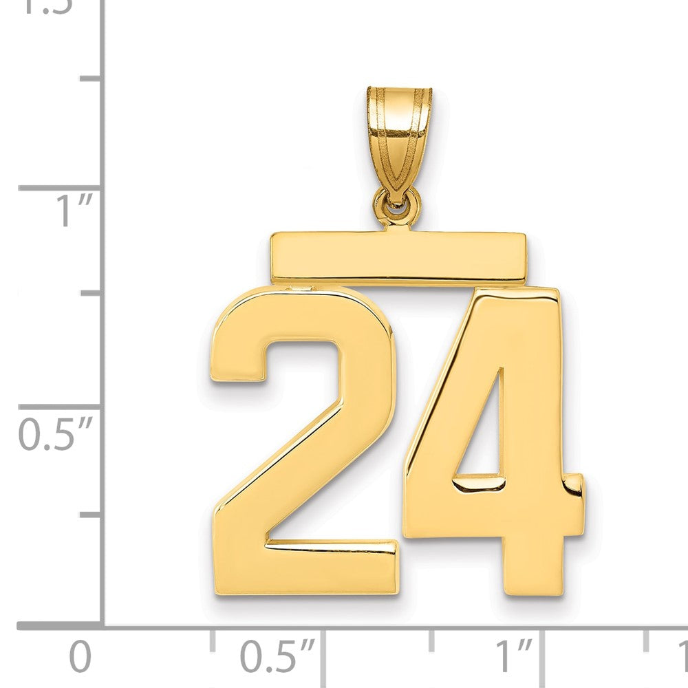 14K Gelbgold Großer Polierter Charm „Zahl 24“