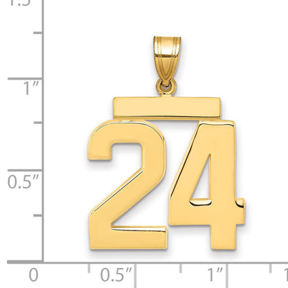 14K Gelbgold Großer Polierter Charm „Zahl 24“