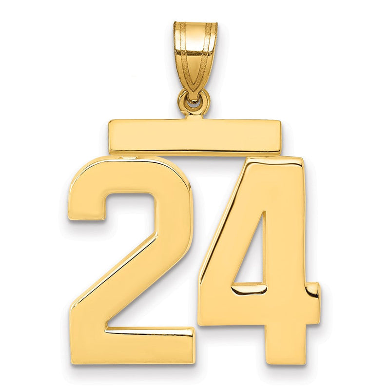 14K Gelbgold Großer Polierter Charm „Zahl 24“