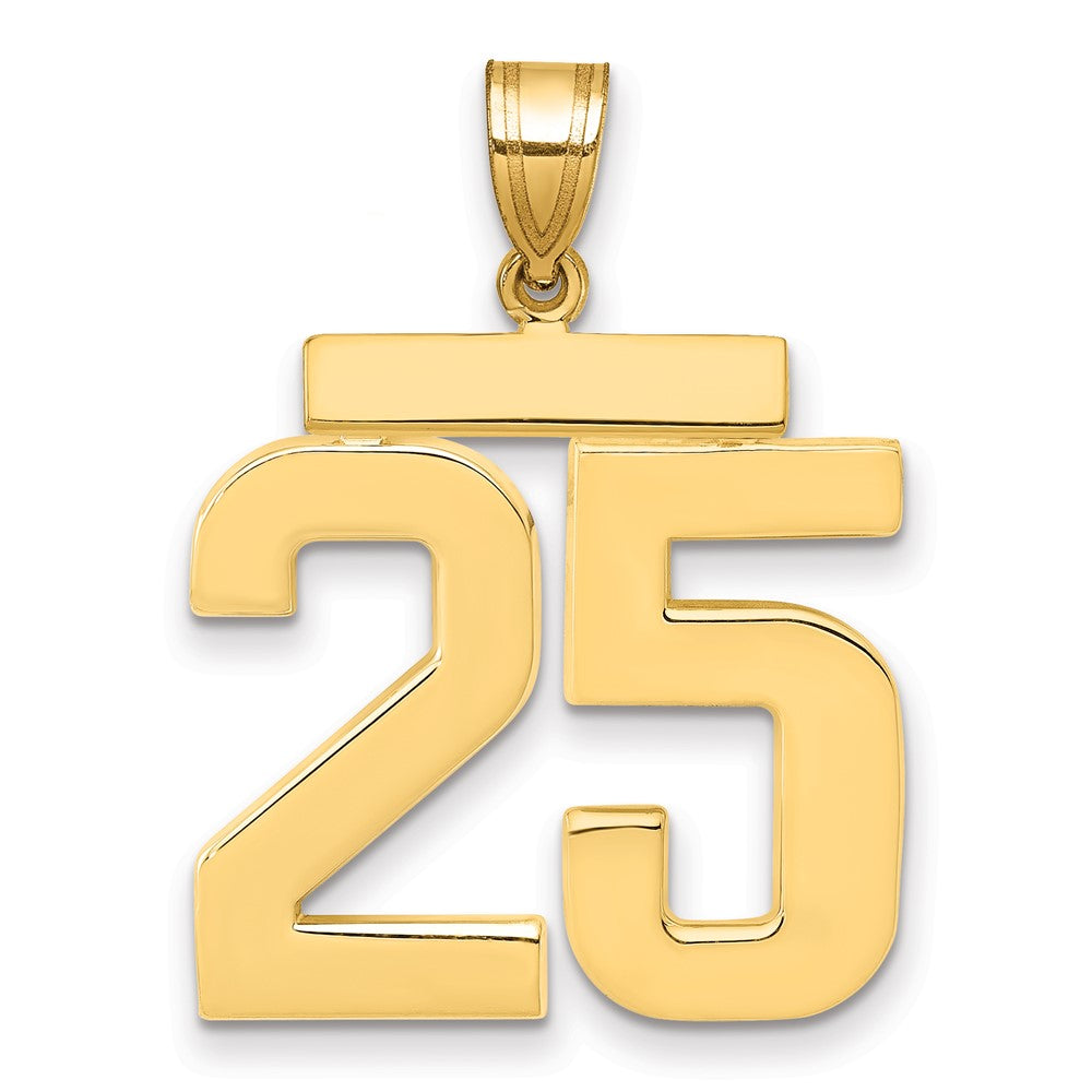 14K Gelbgold Großer Polierter Charm Zahl 25