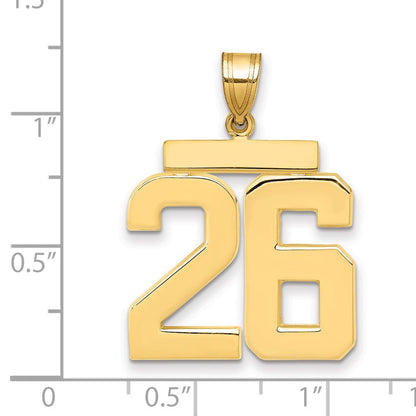 14K Gelbgold Großer Polierter Charm mit Zahl 26