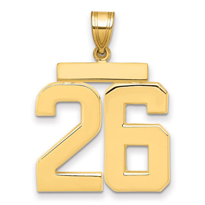 14K Gelbgold Großer Polierter Charm mit Zahl 26