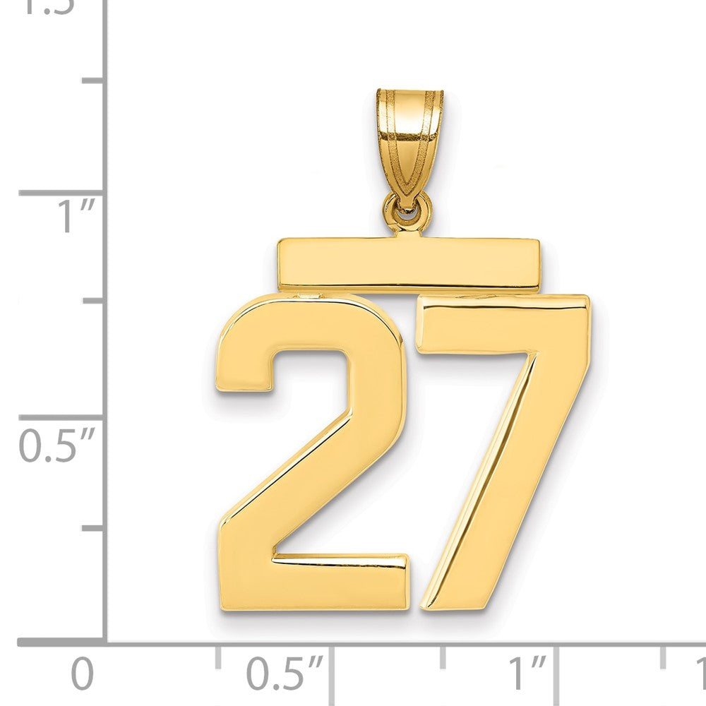 14K Gelbgold großer polierter Zahlen-Charm "27