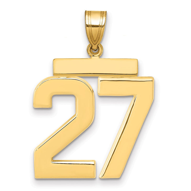 14K Gelbgold großer polierter Zahlen-Charm "27