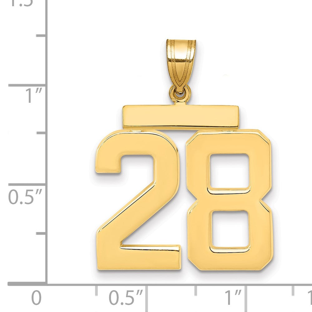 14K Gelbgold großer polierter Zahl-28-Charm