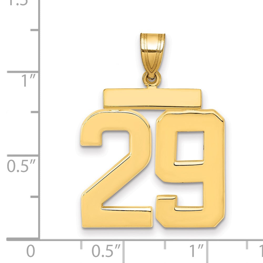 14K Gelbgold großer polierter Charm Zahl 29
