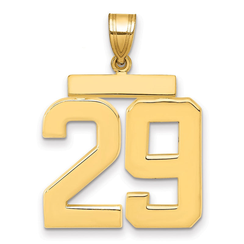 14K Gelbgold großer polierter Charm Zahl 29