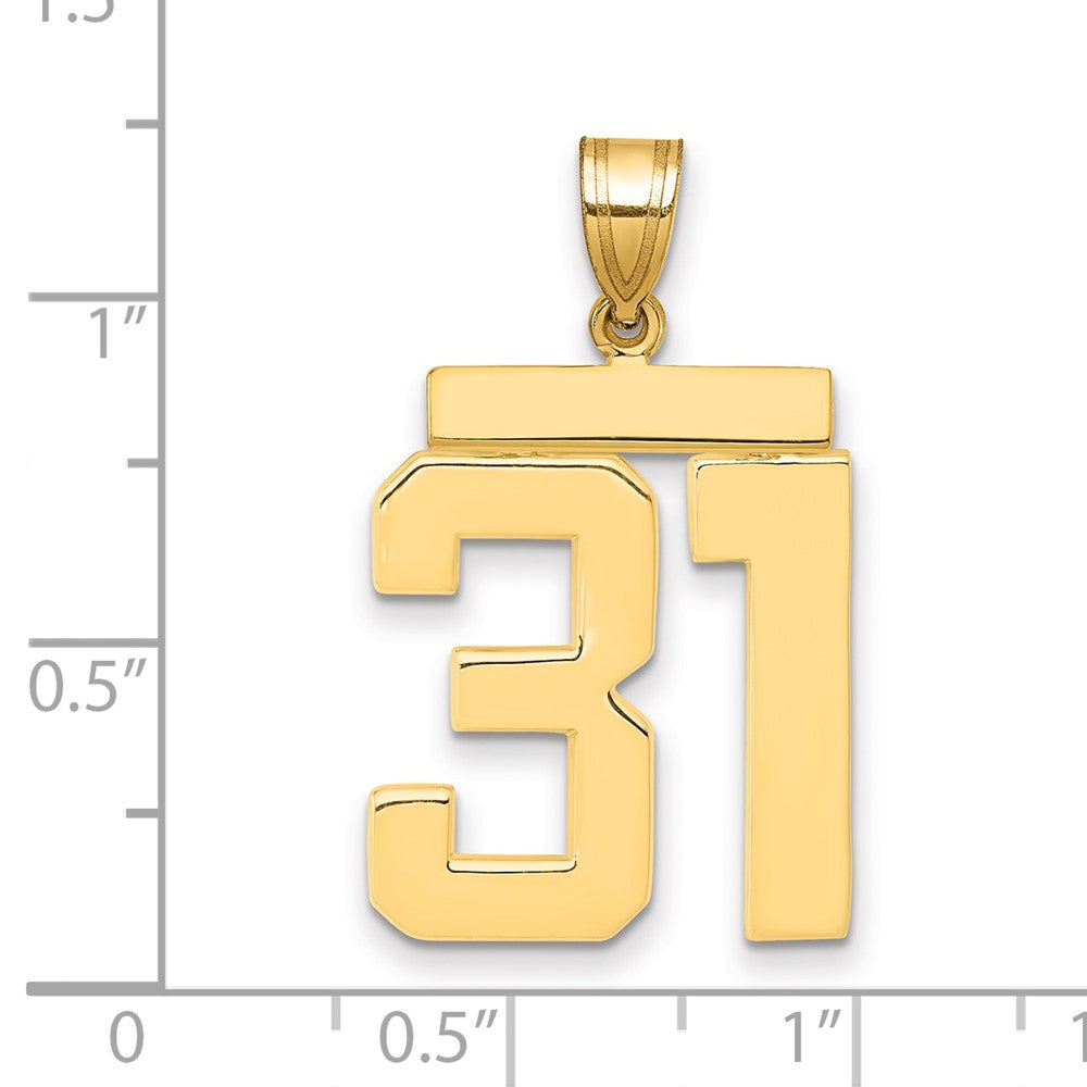 14K Gelbgold Großer Polierter Zahl-31-Charm