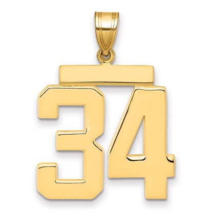 14K Gelbgold Großer Polierter Charm mit Zahl 34