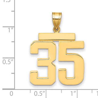 14K Gelbgold Großer Polierter Zahl-35-Charm