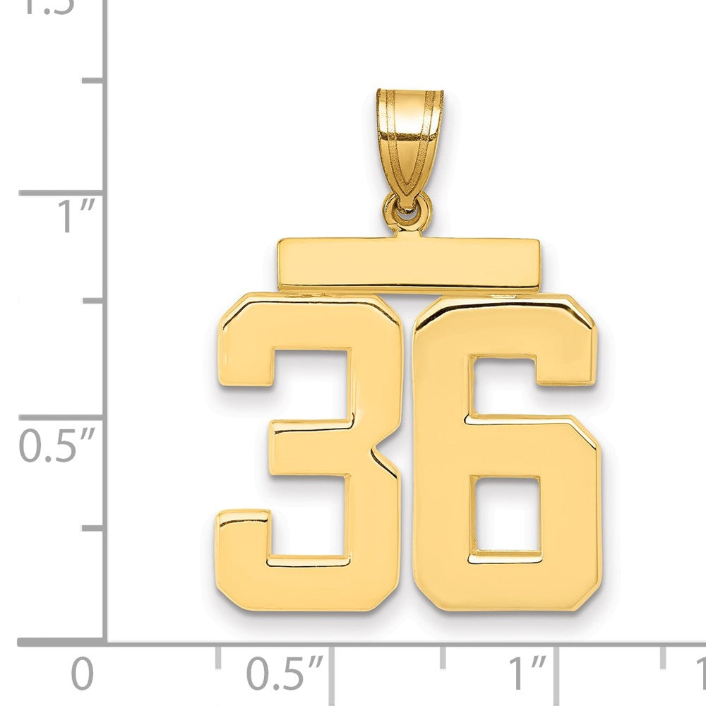 14K Gelbgold Großer Polierter Zahl-36-Charm