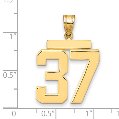 14K Gelbgold Großer Polierter Zahl-37-Charm
