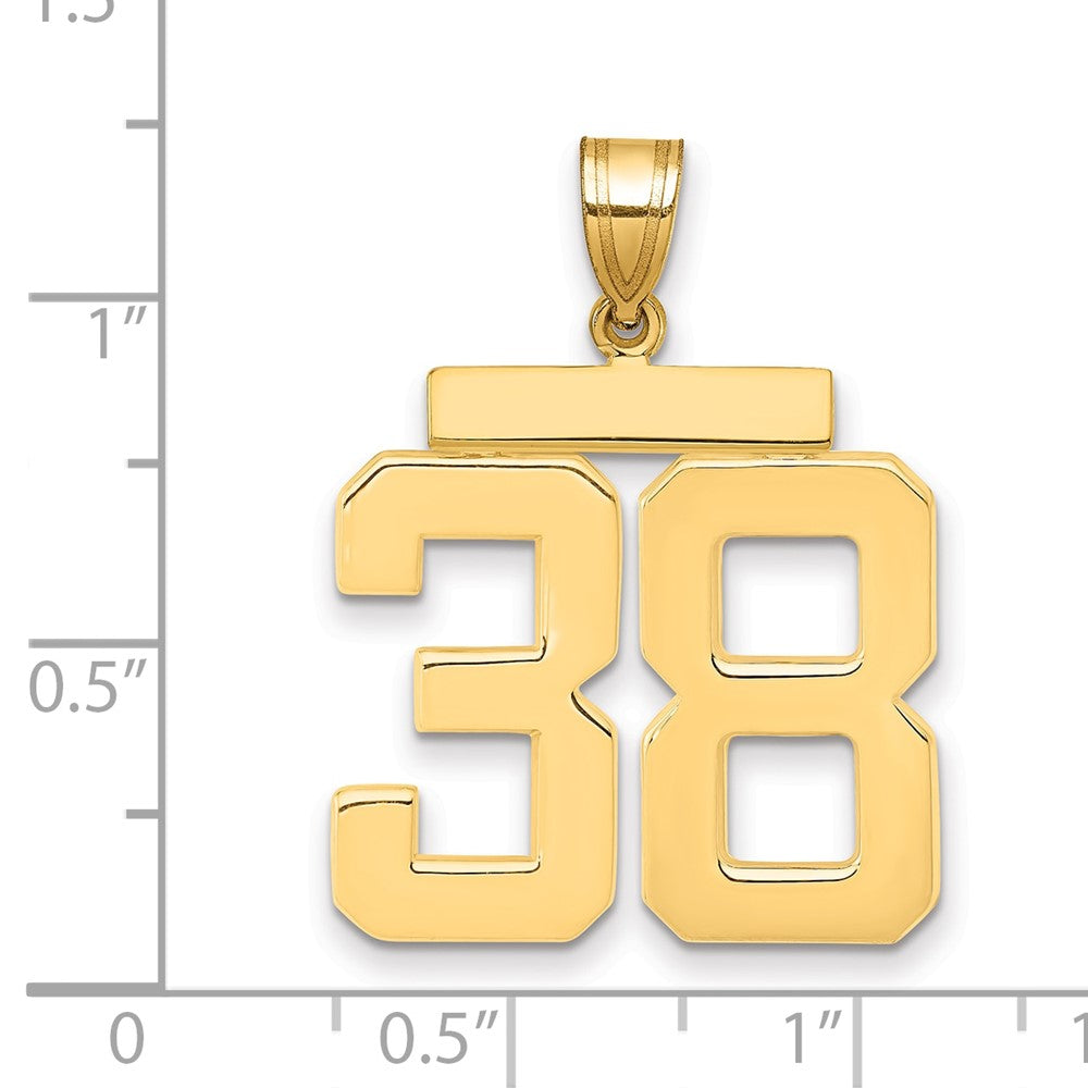 14K Gelbgold Großer Polierter Charm „Zahl 38“