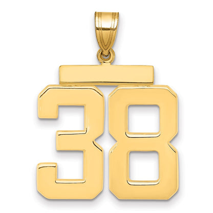 14K Gelbgold Großer Polierter Charm „Zahl 38“