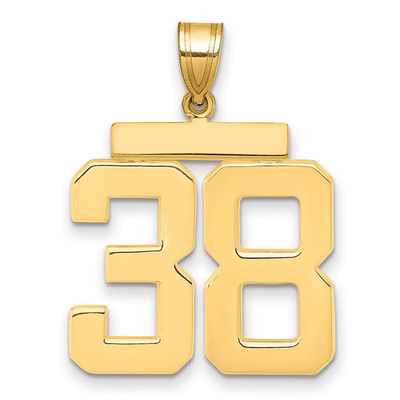 14K Gelbgold Großer Polierter Charm „Zahl 38“