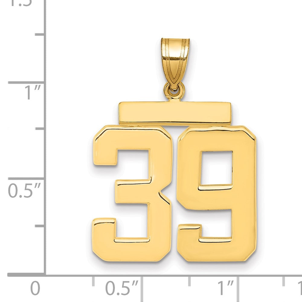 14K Gelbgold großer polierter Zahl-39-Charm