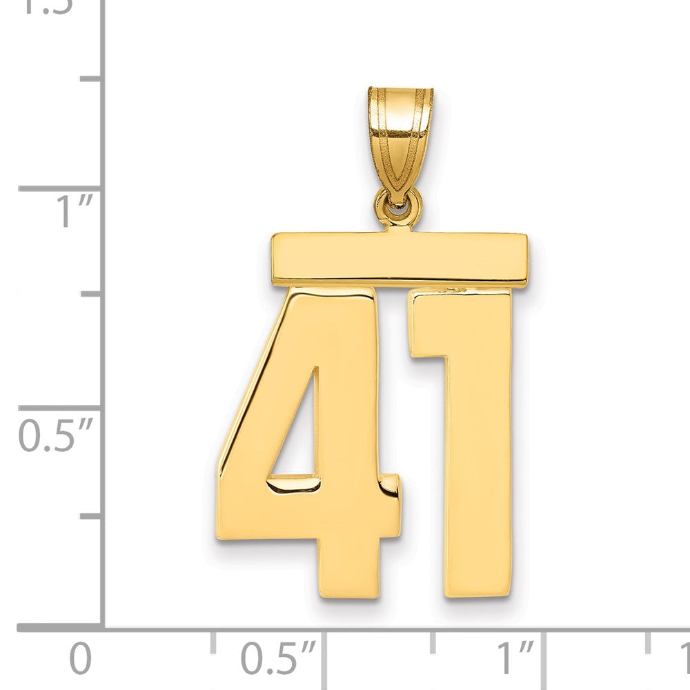 14K Gelbgold Großer Polierter Zahl-41-Charm