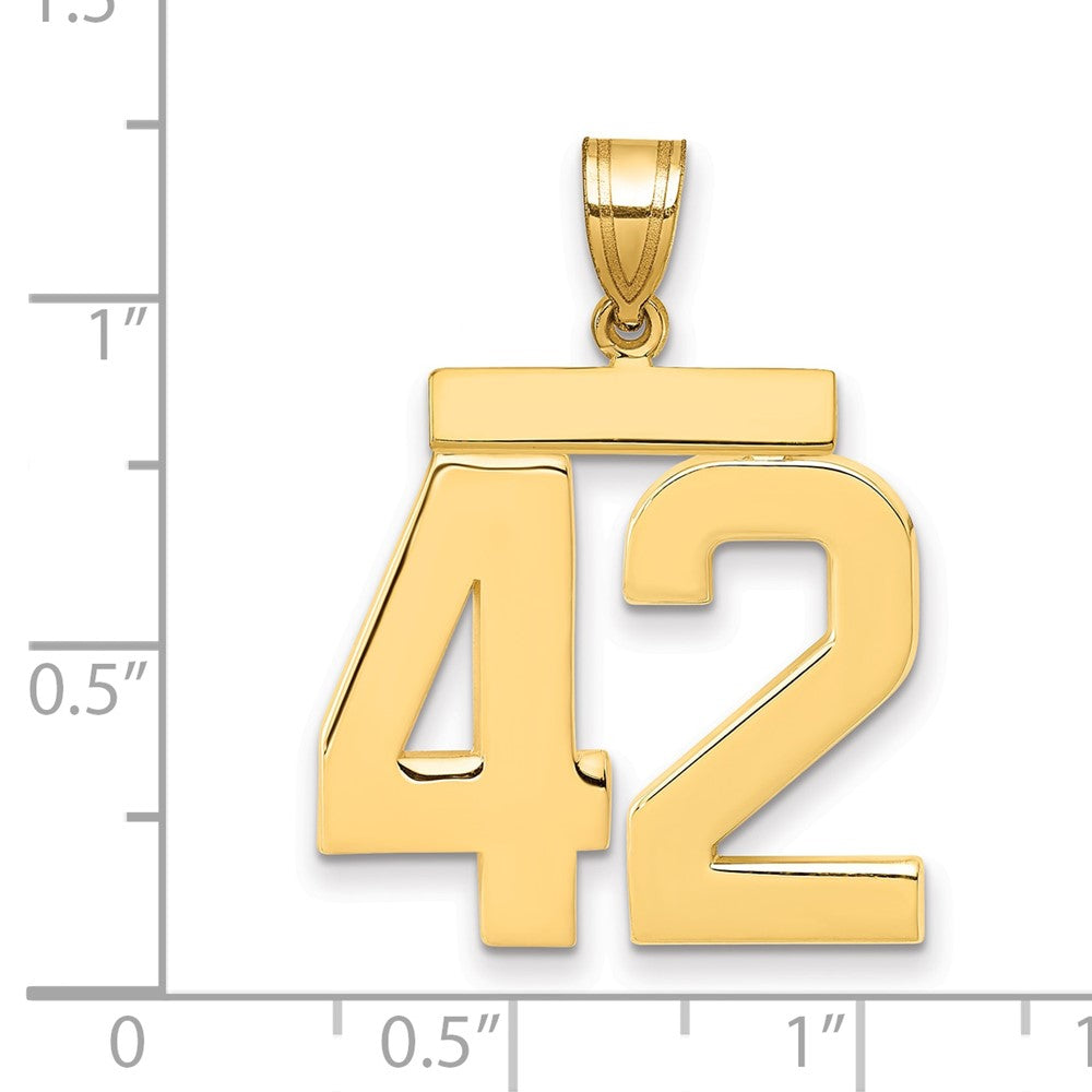 14K Gelbgold Großer Polierter Charm mit der Zahl 42