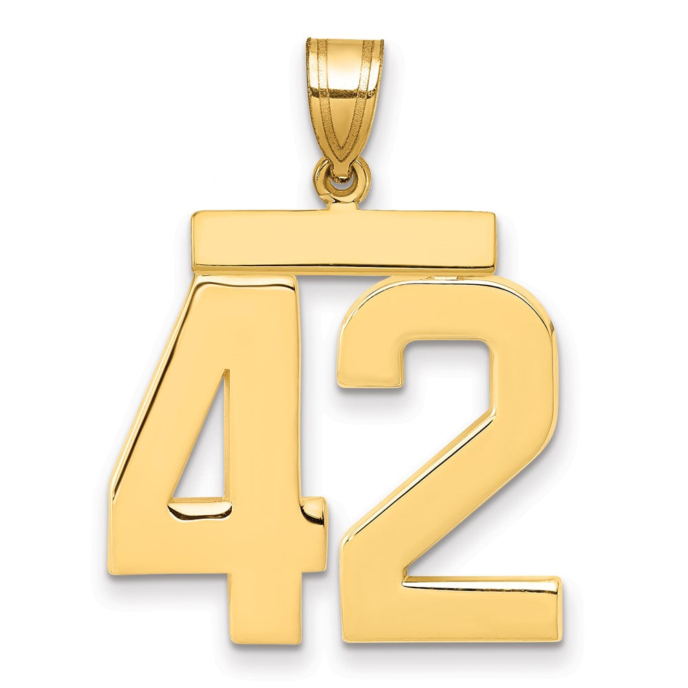 14K Gelbgold Großer Polierter Charm mit der Zahl 42