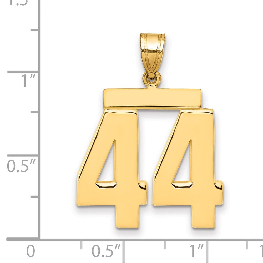 14K Gelbgold großer polierter Zahl-44-Charm