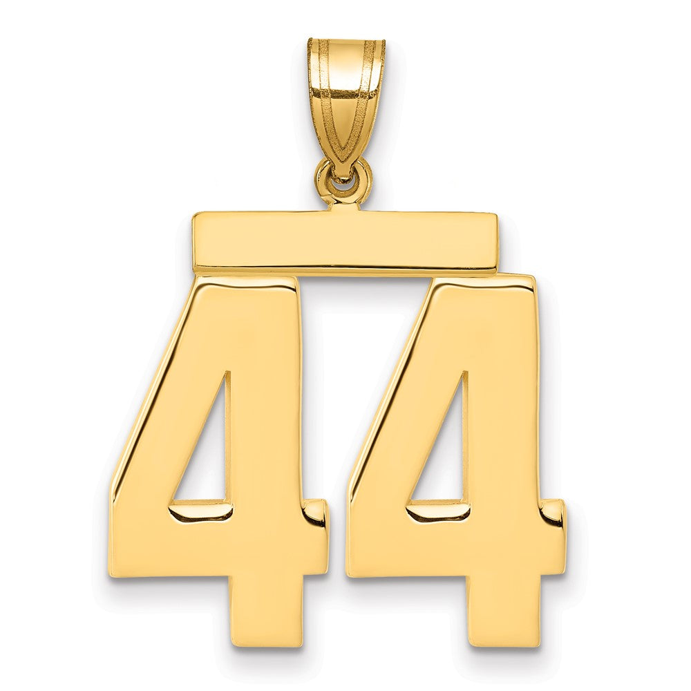 14K Gelbgold großer polierter Zahl-44-Charm