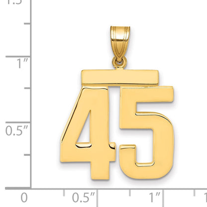 14K Gelbgold Großer Polierter Zahlen-Charm „45